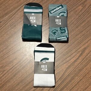 NEW Rock 'Em Socks MSU Large XL Lot of 3 Spartans